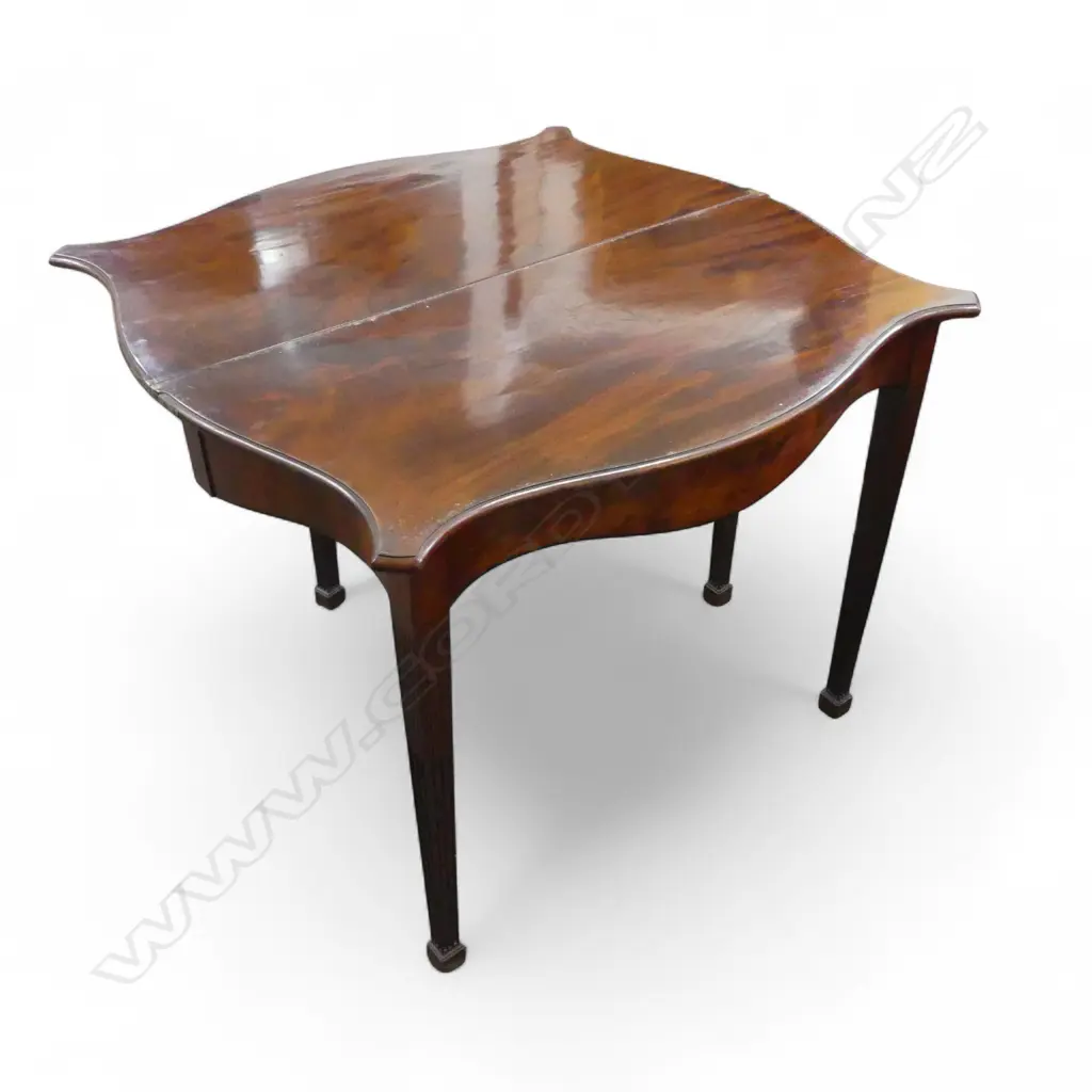 Early 19thC MAHOGANY DEMI LUNE FOLD OVER TOP SUPPER TABLE 850x450x725mm Image 1++