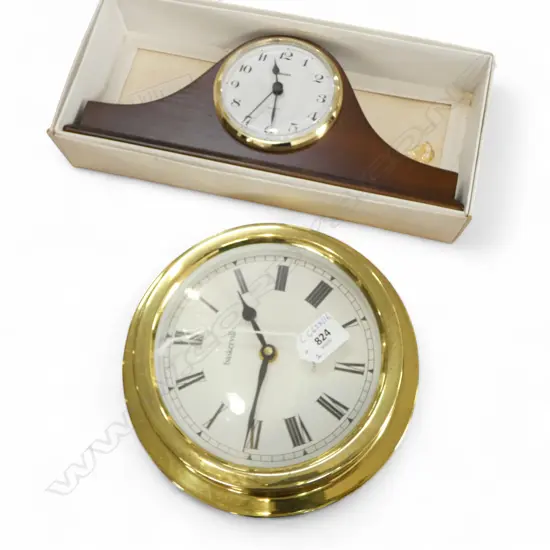 2 CLOCKS, BASKERVILLE SHIPS 225mm dia, STAIGER GERMANY MANTEL W.315mm