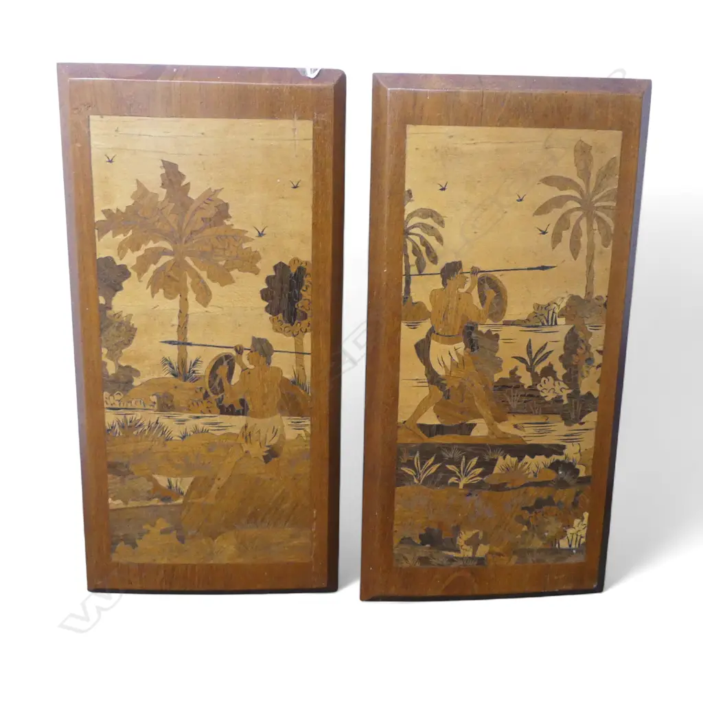 PR TROPICAL TIMBER INLAID PICTORIAL PANELS 450 x 225mm EACH  Image 1++