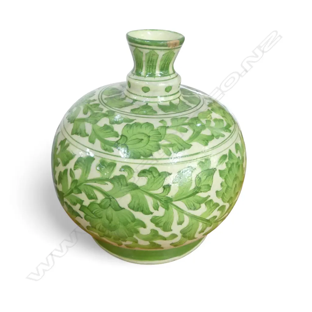 ISLAMIC POTTERY SQUAT SPHERICAL BOTTLE VASE. REPAIR RIM. H.215mm Image 1++