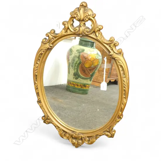 OVAL MIRROR, ORNATE GOLD FRAME 690x440mm