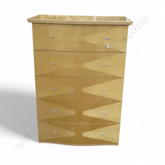 c.1990's ITALIAN DESIGNER 'ALF GROUP' 5 DRAWER TALLBOY CHEST Art Deco style. Labelled. 710 x 500 x 625mm