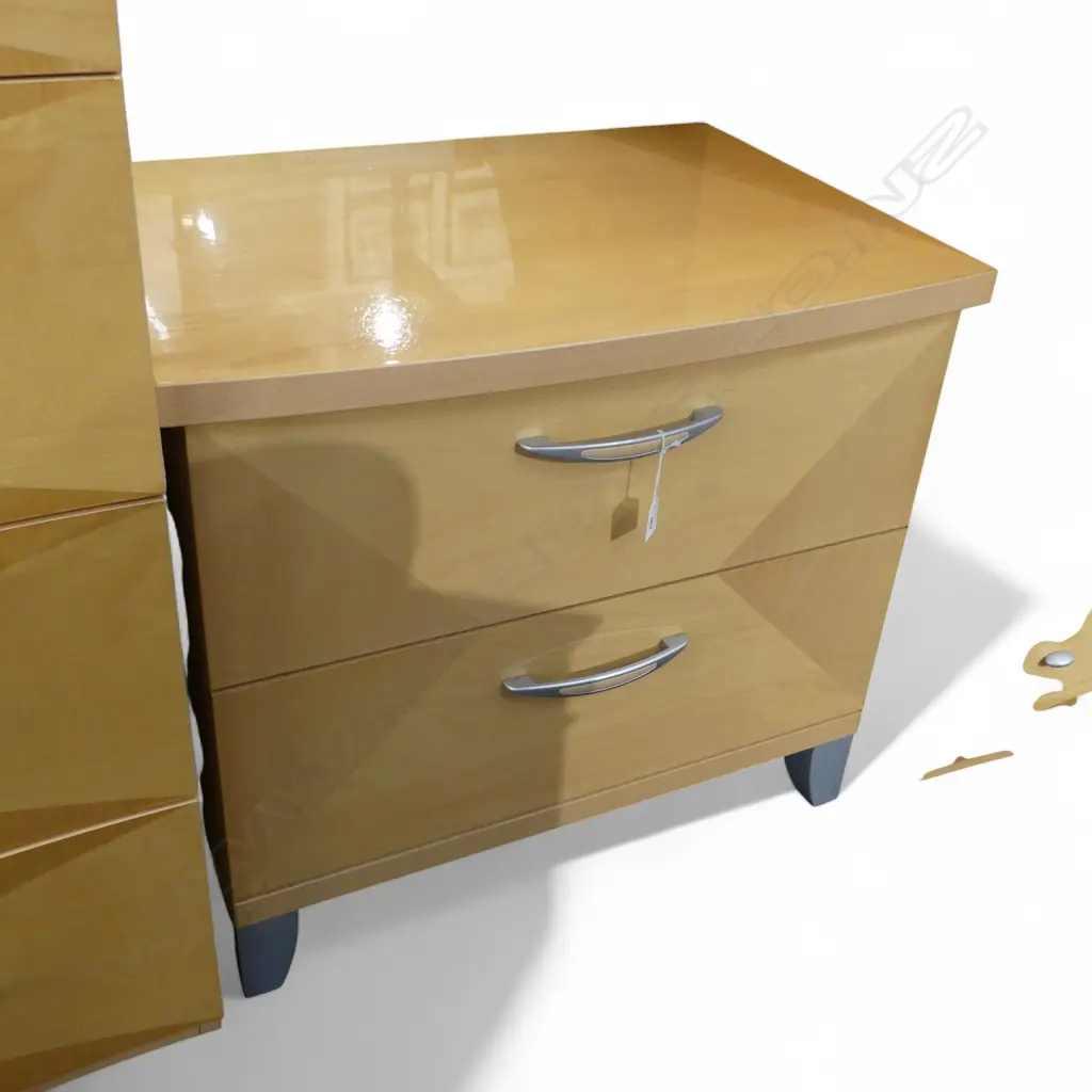 c.1990's ITALIAN DESIGNER 'ALF GROUP' 2 DRAWER BEDSIDE CABINET Art Deco style. Labelled. 710 x 500 x 625mm Image 1++