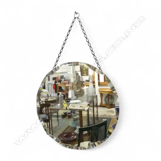 ANTIQUE BEVELLED MIRROR 435mm dia