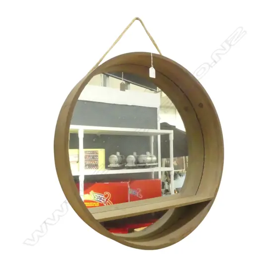 MODERN MIRROR w. SHELF 655mm dia
