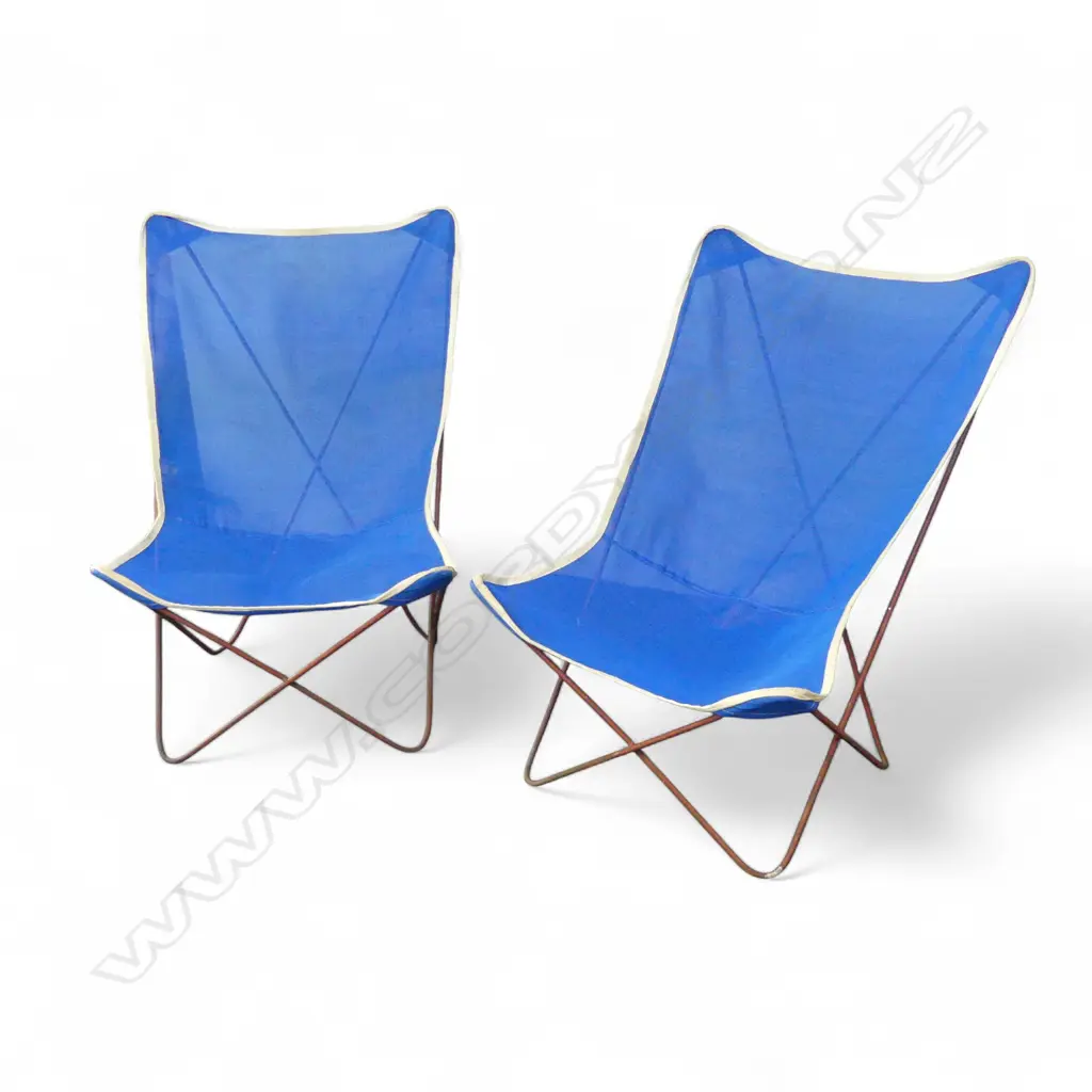 PR VINTAGE BUTTERFLY CHAIRS; BLUE MESH 625x750x915mm Image 1++