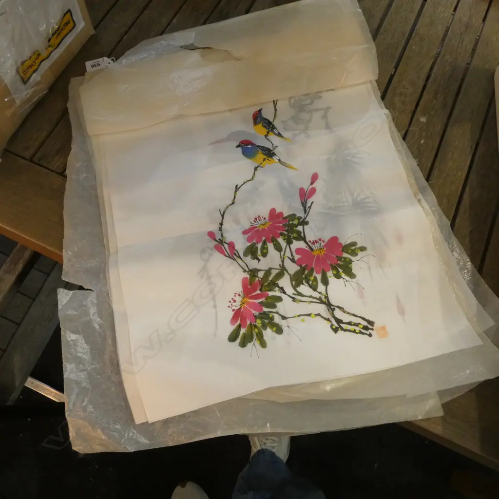 3 PAINTINGS on SILK, 440 x 340mm Image 1++