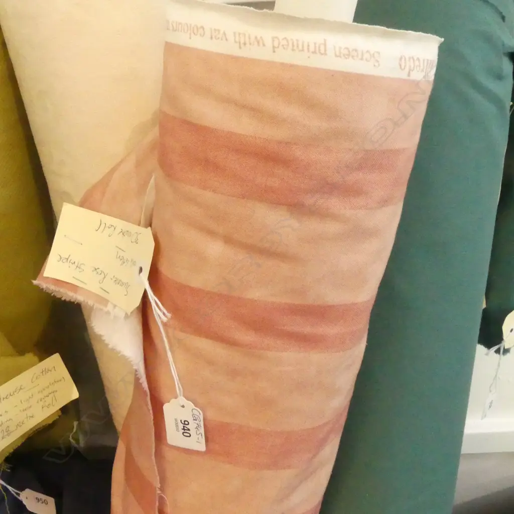 FABRIC BOLT; SUMMER ROSE STRIPE, COTTON, 40M Image 1++