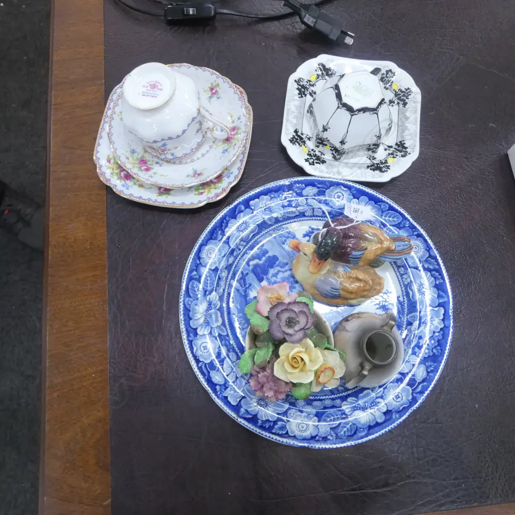 6 PCES CHINA; SHELLEY C/S, TRIO, B/W PLATE 250mm dia, 3 BITS Image 1++