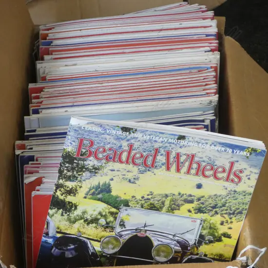 2 BOXES BEADED WHEELS: MAGAZINE OF VINTAGE CAR CLUB NZ