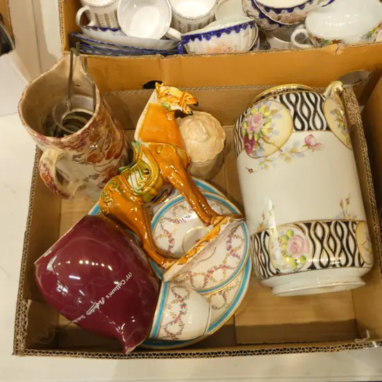 BOX CHINA INCL TANG STYLE HORSE (TAIL MISSING)