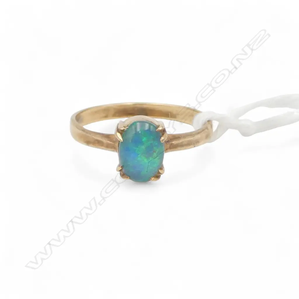 VINTAGE 9ct GOLD & TRIPLET OPAL cabochon RING 1.5gms SIZE L Image 1++