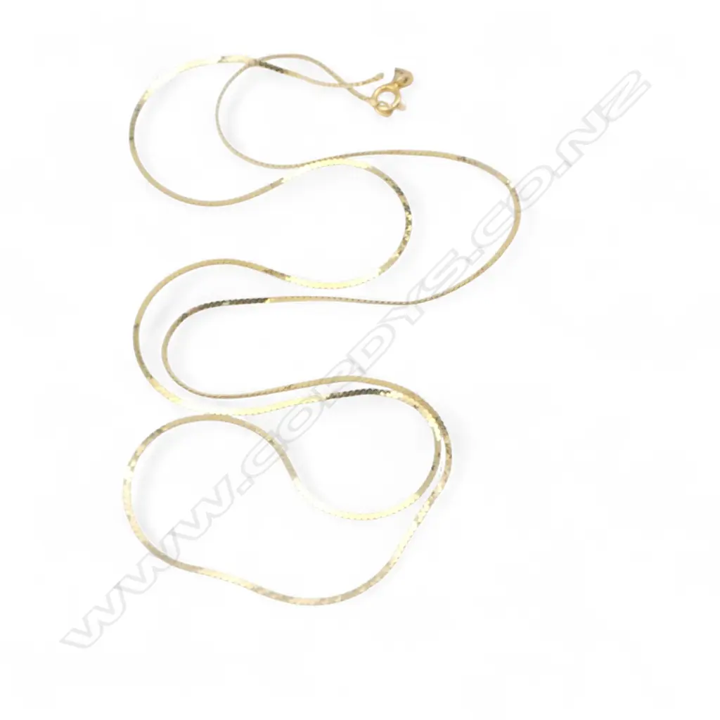 14ct GOLD ITALIAN FLAT LINK NECK CHAIN 1.25gms (small repair in chain) Image 1++