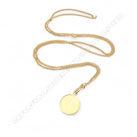 9ct GOLD CHAIN 2.86gms & 18ct GOLD COIN PENDANT 1.8gms approx