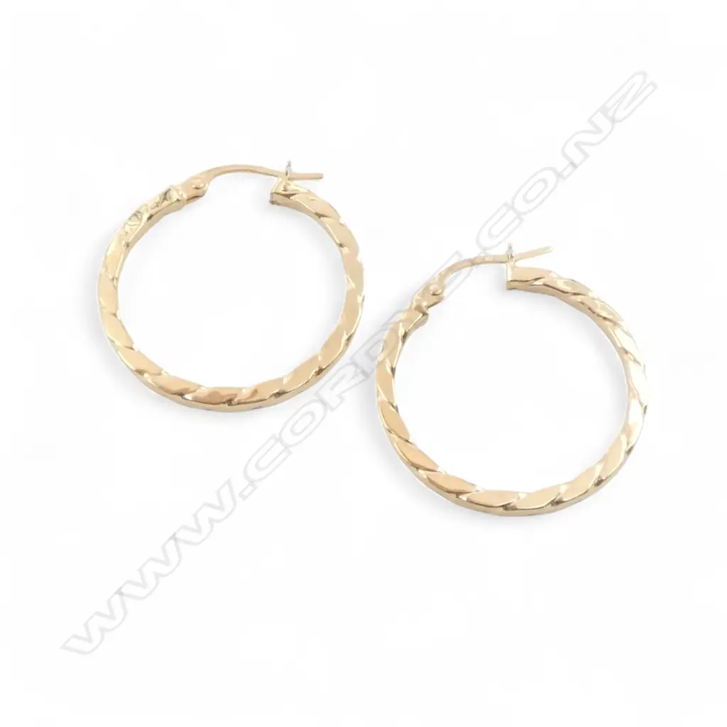 **RTV** PR 9ct HOOP EARRINGS, 2.2gm Image 1++