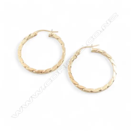 **RTV** PR 9ct HOOP EARRINGS, 2.2gm