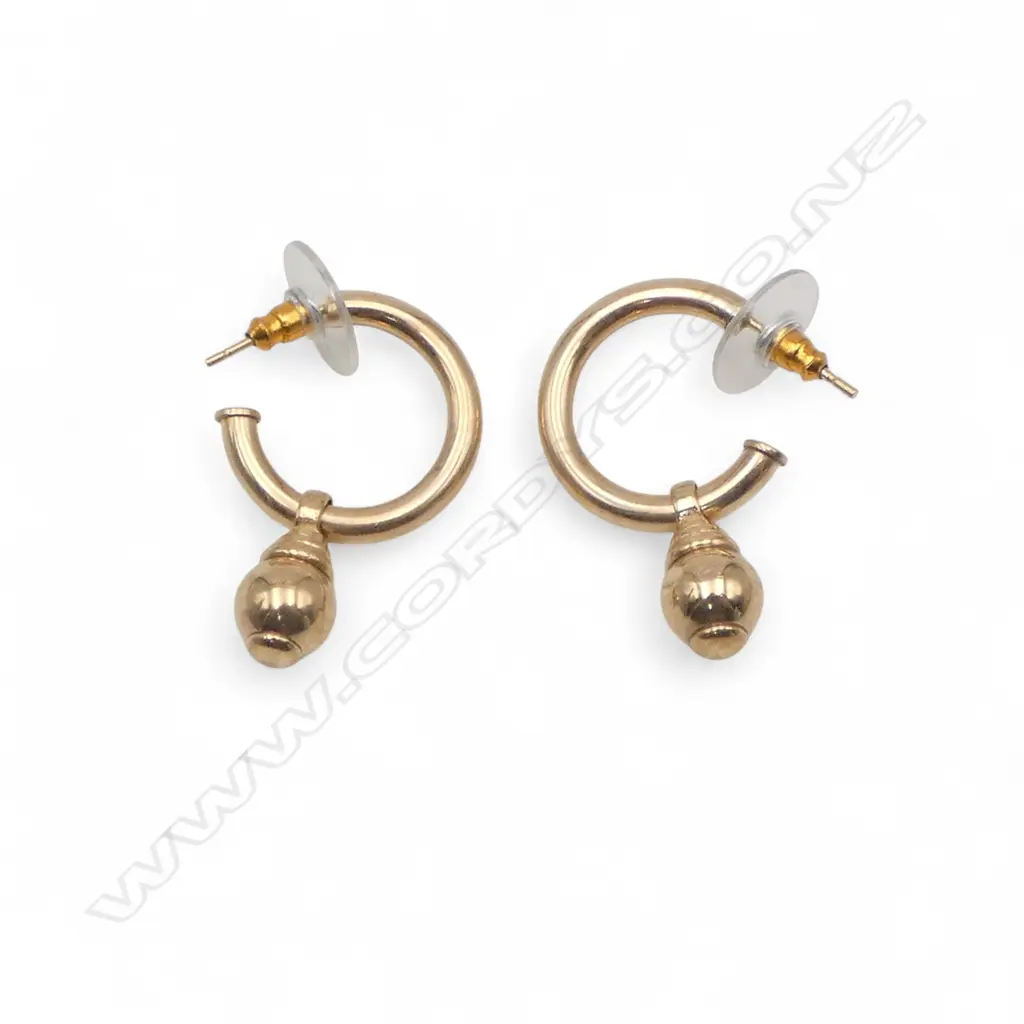 **RTV** PR 9ct BALL & HOOP EARRINGS, 4.9gm (Small dents to 1 ball fitting) Image 1++