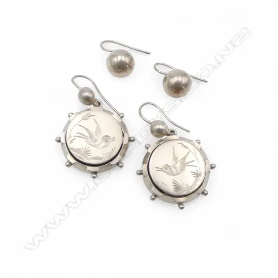 2 pairs stg silver earrings: 1 Arts & Crafts the other balls
