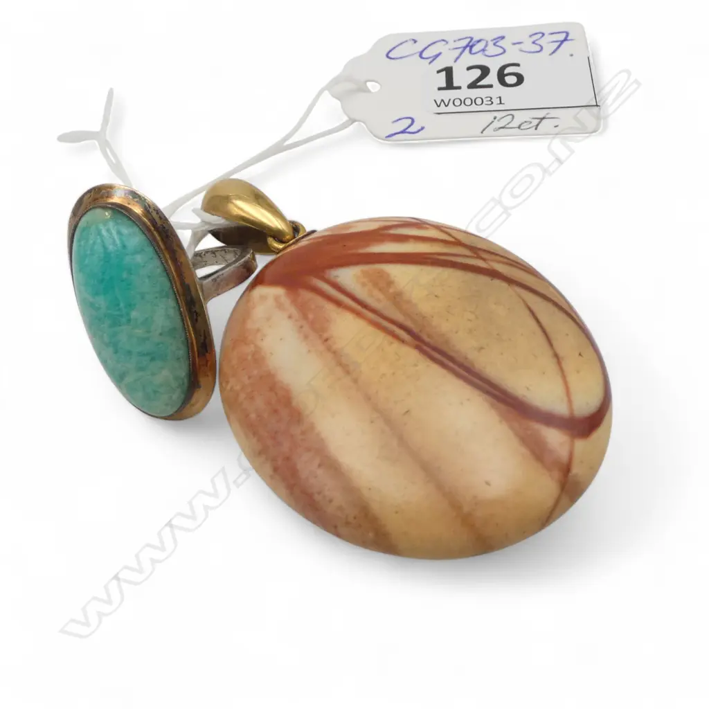 LGE gemstone PENDANT bail testing 12ct GOLD +  QUARTZ? stone RING gold topped on silver SIZE K Image 1++