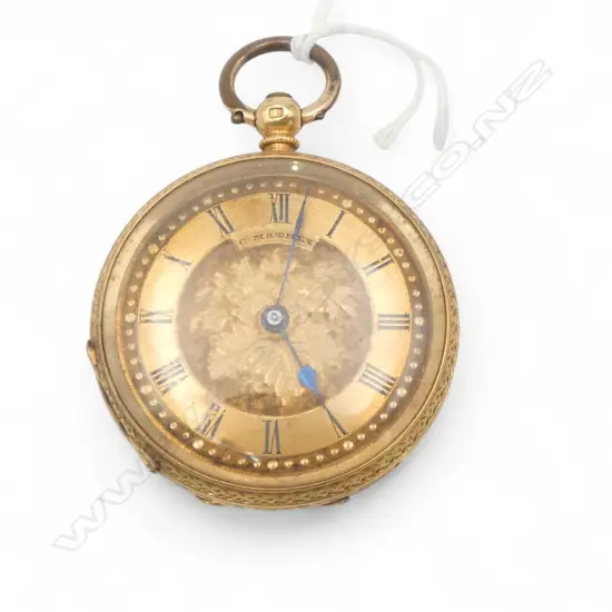 19thC MATHEY 18CT GOLD OPEN FACE MID-SIZE POCKET WATCH nicely engraved 35.4gms dust cover not gold