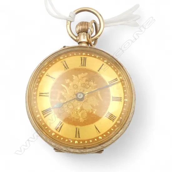 EARLY 20thC 9ct GOLD mid-size open face POCKET WATCH plated dust cover 32.3gms, unable to open to see movement