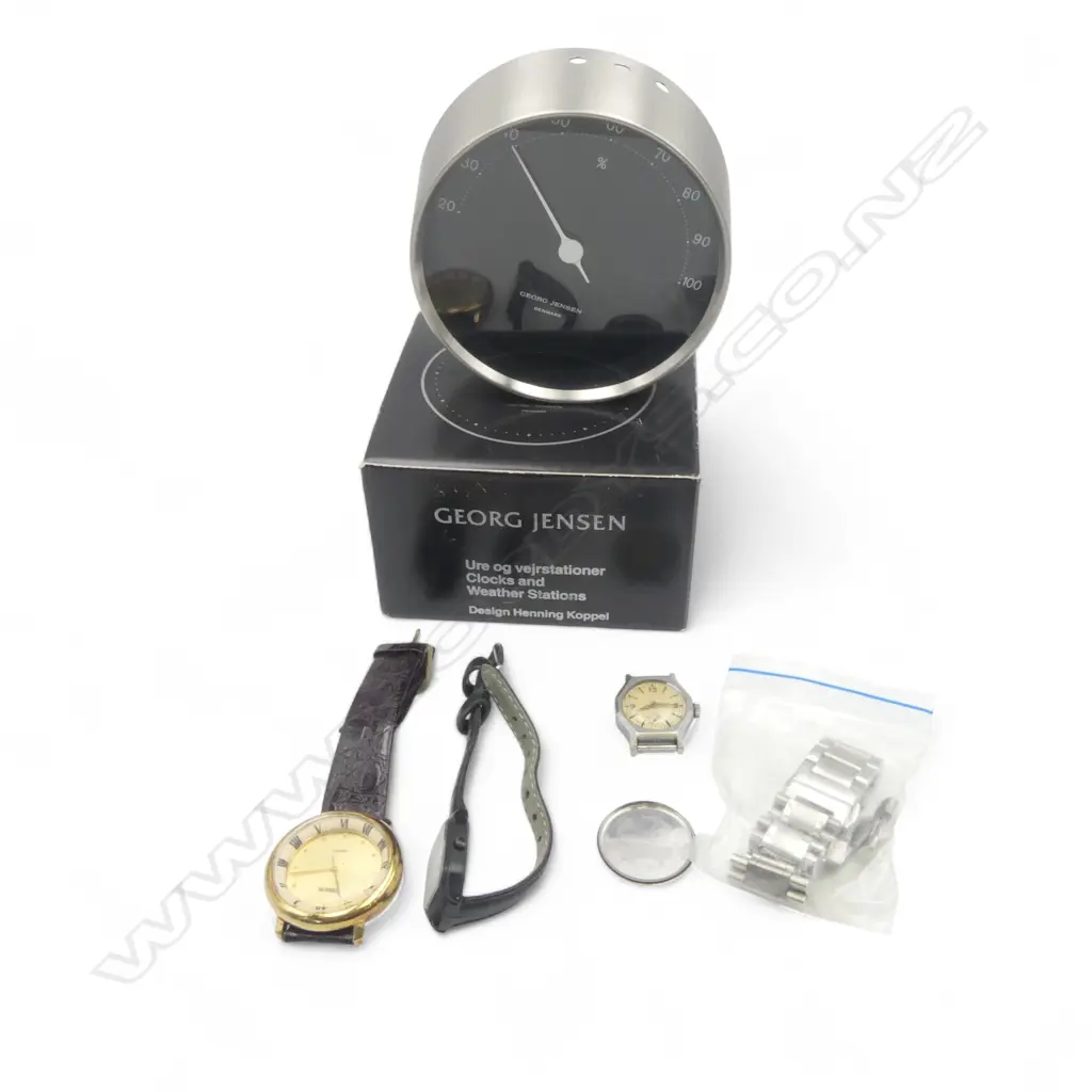 3 WATCHES & PARTS + GEORG JENSEN BAROMETER 100mm dia, BOXED Image 1++