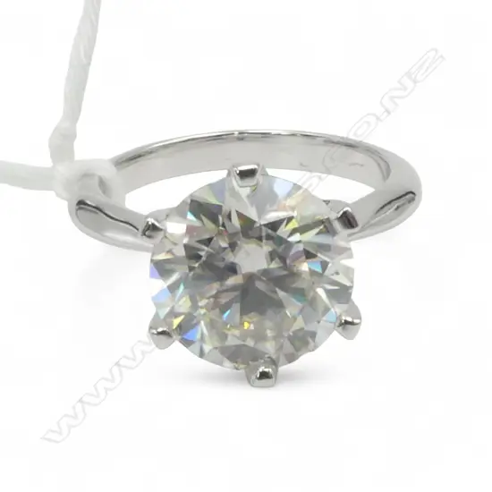 5ct MOISSANITE SILVER RING, GRA CERT. SIZE P1/2