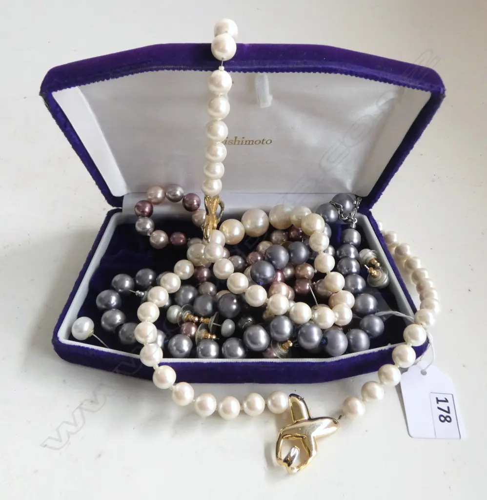 ASST. COSTUME PEARL NECKLACES & EARRINGS Image 1++