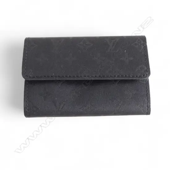 LOUIS VUITTON MONOGRAMMED BLACK SATIN CARD/COIN HOLDER, unused condition, dust bag + box