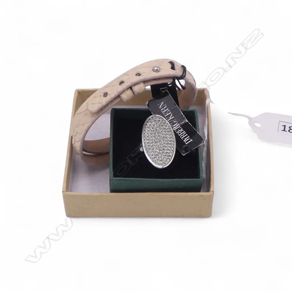 DYRBERG/KERN RING SIZE S & LEATHER BRACELET, new old stock Image 1++