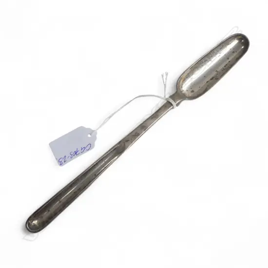 LONDON SILVER DOUBLE ENDED MARROW SCOOP London 1816 by Sarah & John William Blake. Crested with a lion passant. 46gms