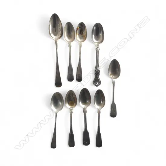 9 GEORGE III & VICTORIAN SILVER SPOONS 231gms