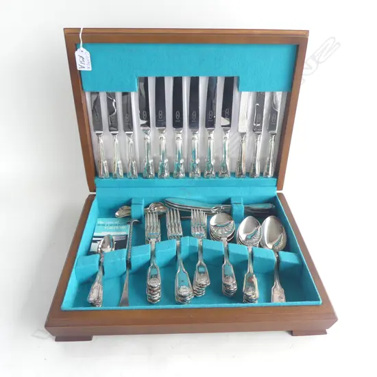 6 PLACE CUTLERY CANTEEN silver plate Fiddle Thread & Shell pattern. GEORGE BUTLER & Co. SHEFFIELD ENGLAND