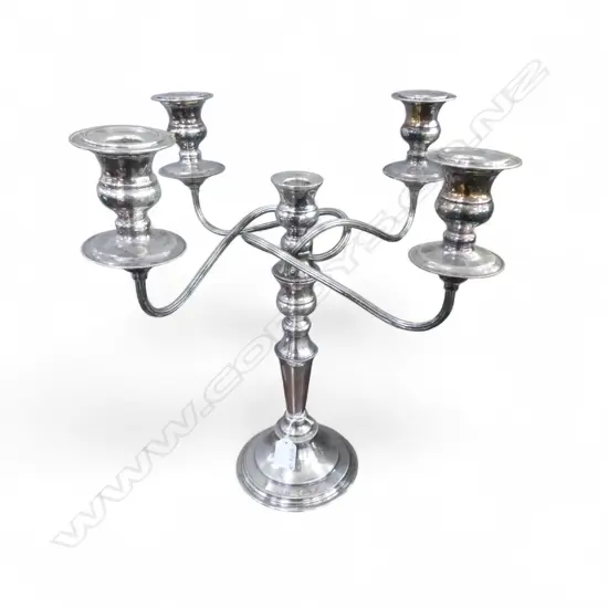 HEAVY TABLE CANDELABRA , SHEFFIELD PLATE c1920, H.400mm