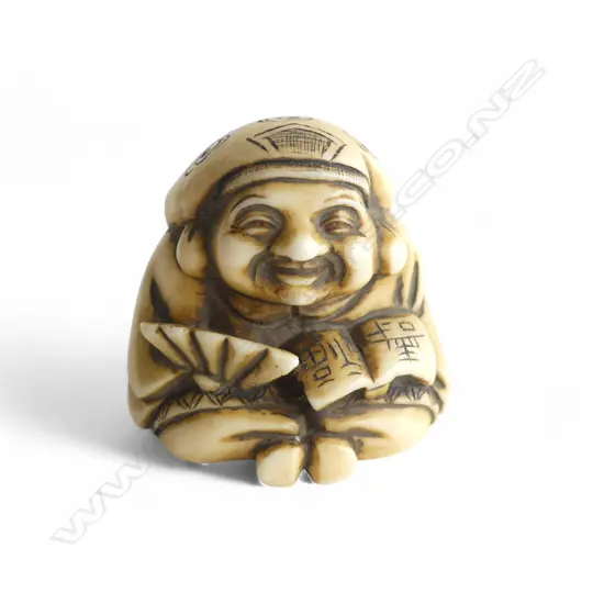 IVORY NETSUKE, DAIKOKU, SIGNED