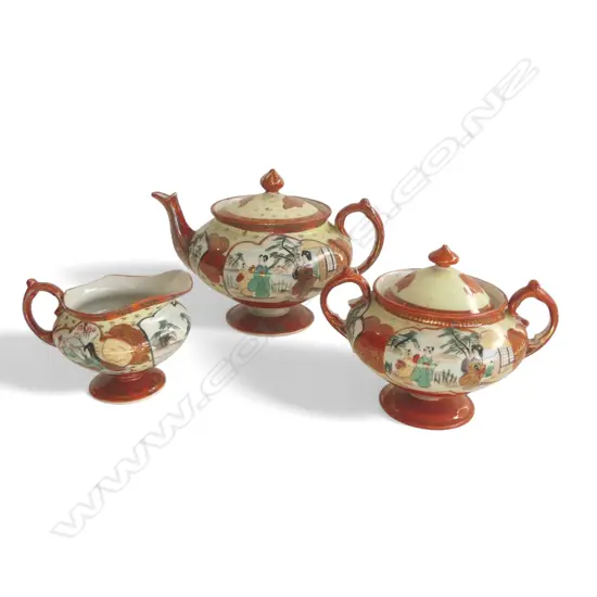 VINTAGE 3PC KUTANI TEASET TEAPOT H120 C/SUGAR