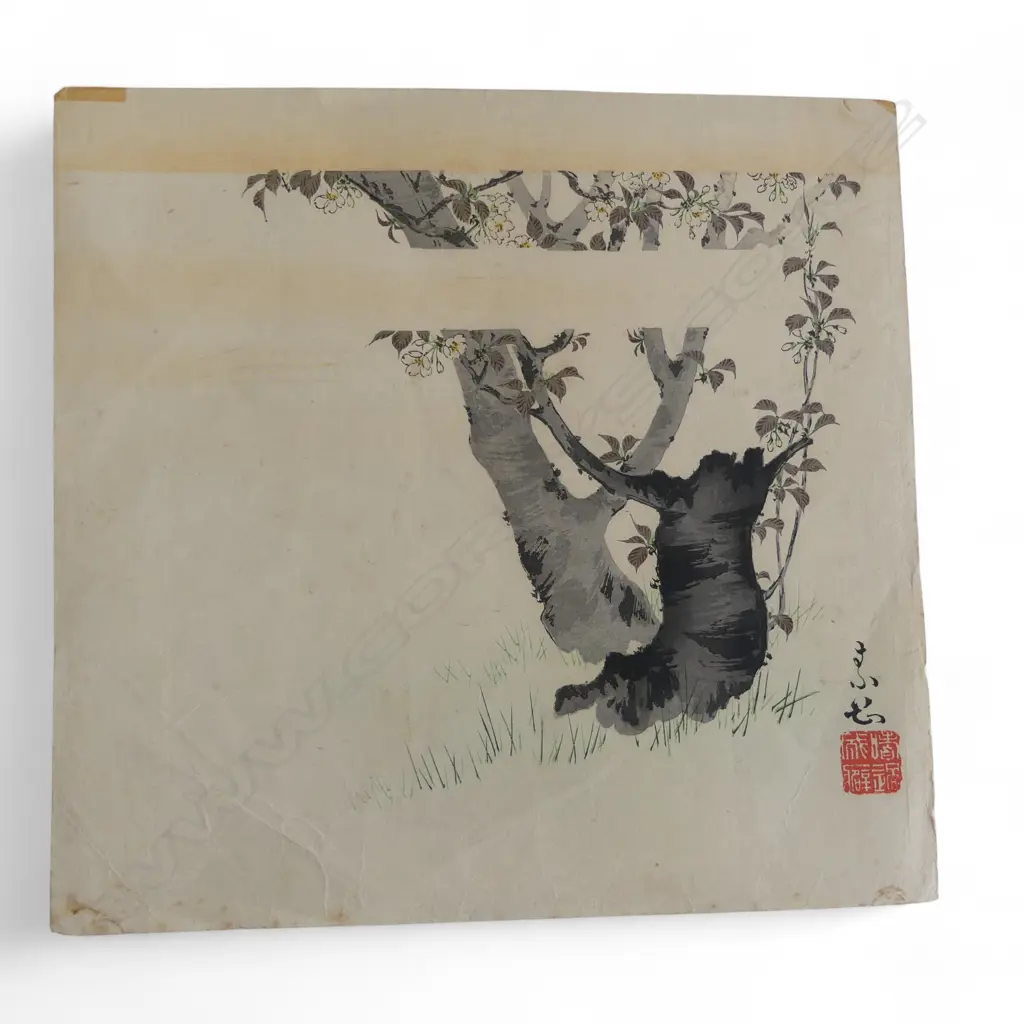 2 UKIYO-E PRINTS by UGATA GEKKO (1859-1920) FLOWERS OF JAPAN SERIES (1897) 365x255mm & A SURIMONO PRINT... Image 1++