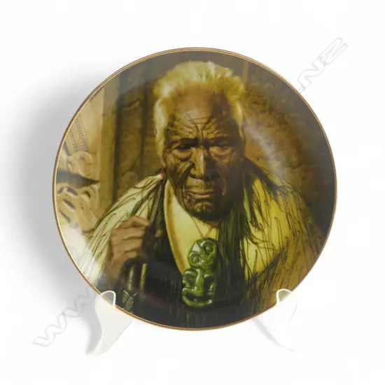 'WHAREKAURI TAHUNA' TEMUKA, CANTERBURY STUDIOS LTD ED PLATE reproduced from the 1938 Charles F. Goldie painting