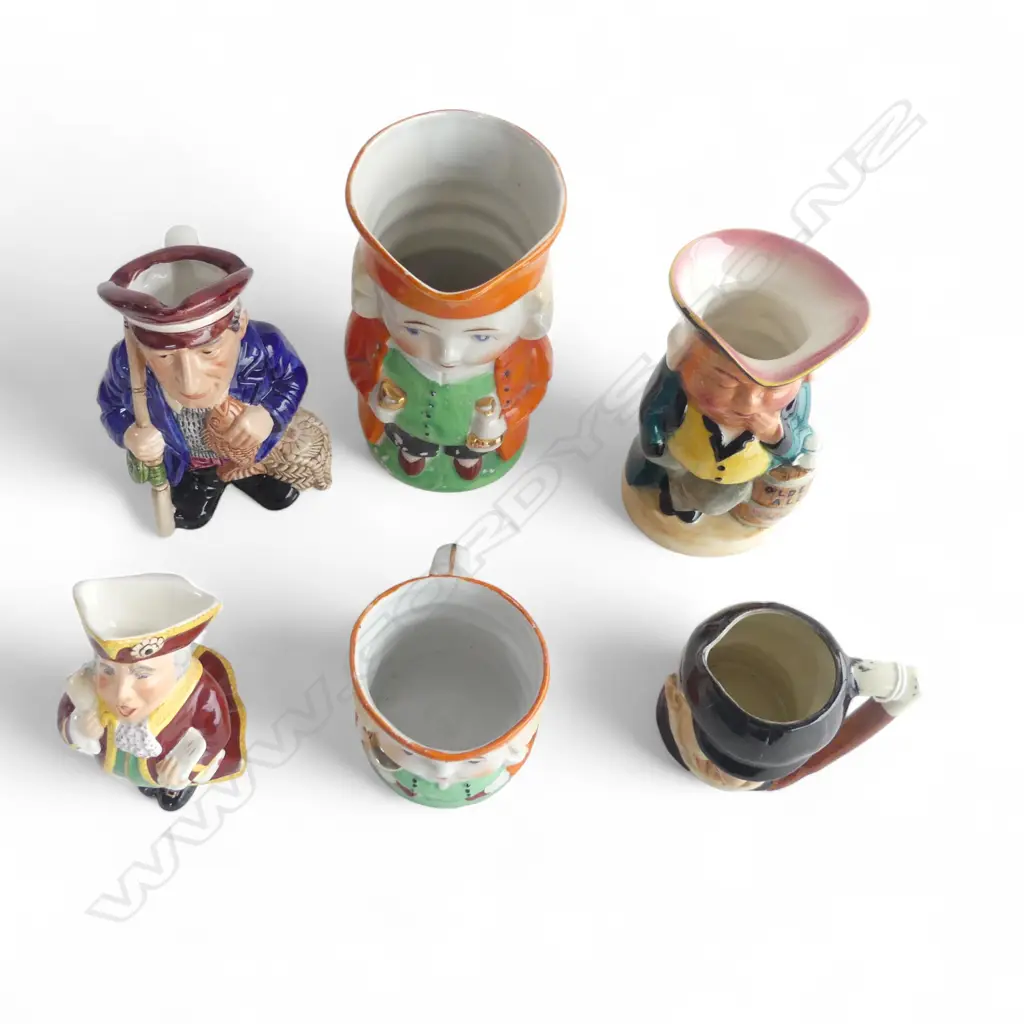 6 VINTAGE CHINA CHARACTER JUGS 150MM TALLEST MIXED PATS Image 1++