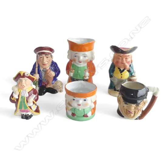 6 VINTAGE CHINA CHARACTER JUGS 150MM TALLEST MIXED PATS