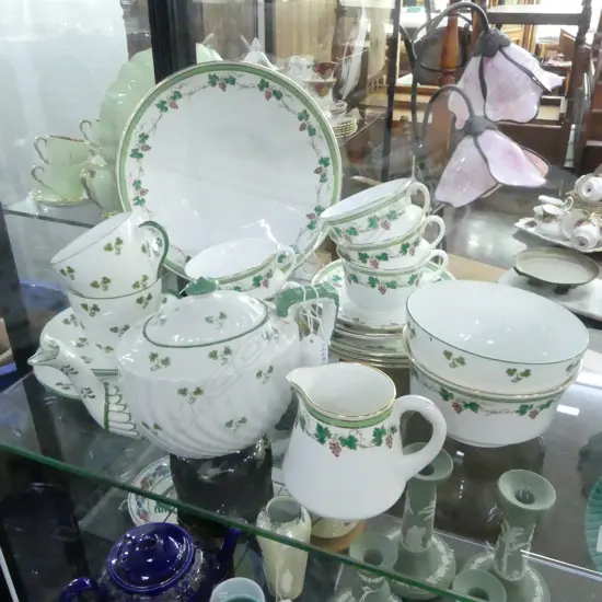 2 SHELLEY CHINA PART TEASETS SHAMROCK & GRAPE PATS