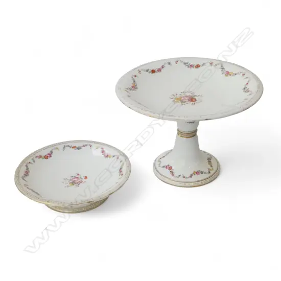 PORCELAIN COMPORT + FOOTED CAKE PLATE H200mm