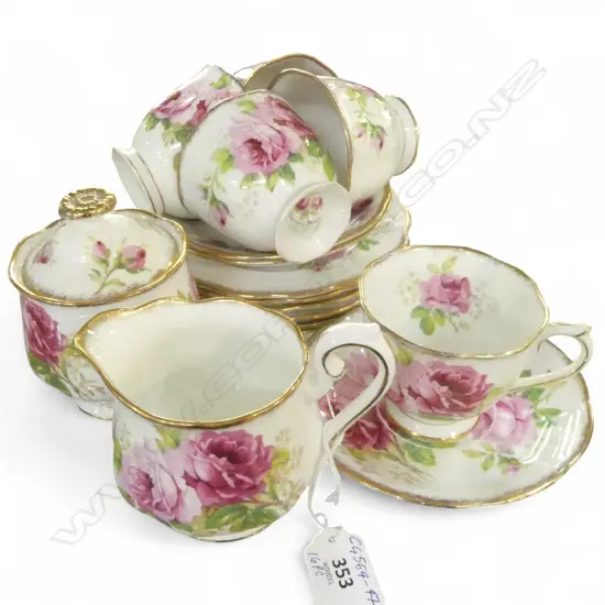 16PCS ROYAL ALBERT 'AMERICAN BEAUTY', C/S/P & MILK & SUGAR