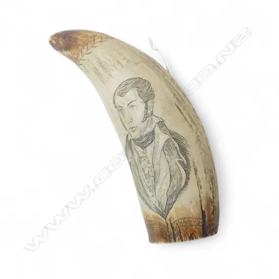 RESIN COPY SCRIMSHAW 'THE SHIP LAWRENCE'