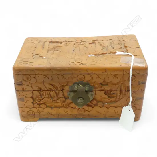 SMALL CAMPHOR BOX OF ASST. WORLD COINS