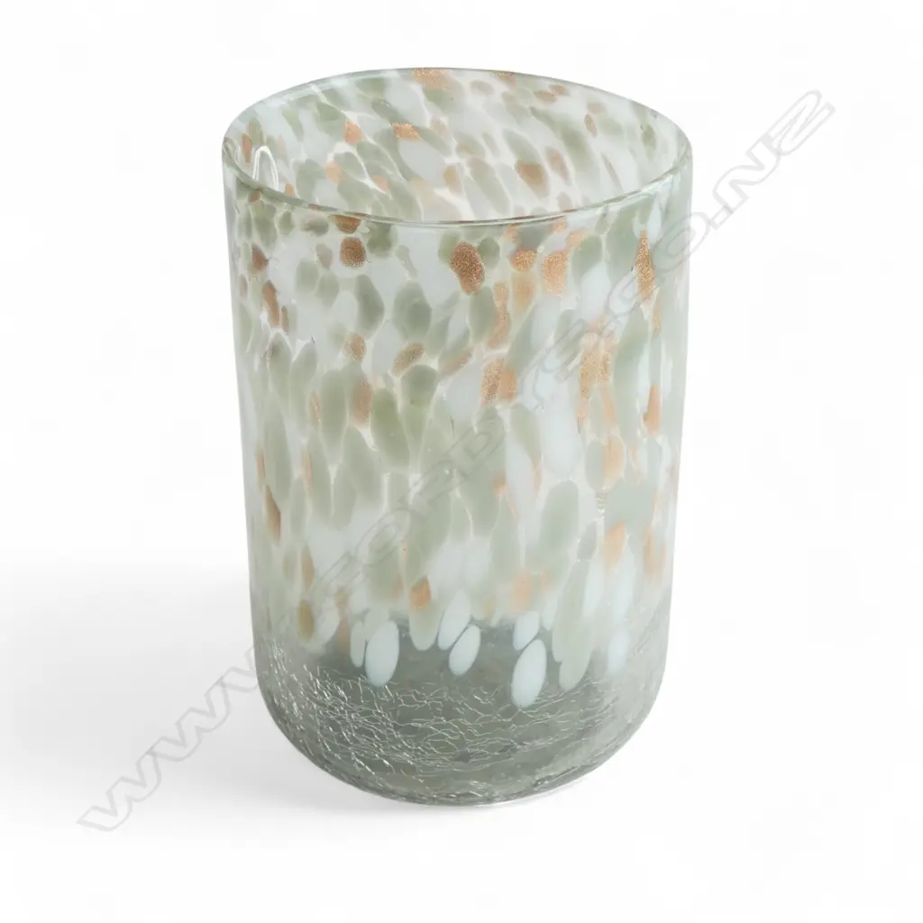 A CONFETTI GLASS VASE WITH GOLD, WHITE AND GREY ACCENTS 240mm (h) Image 1++