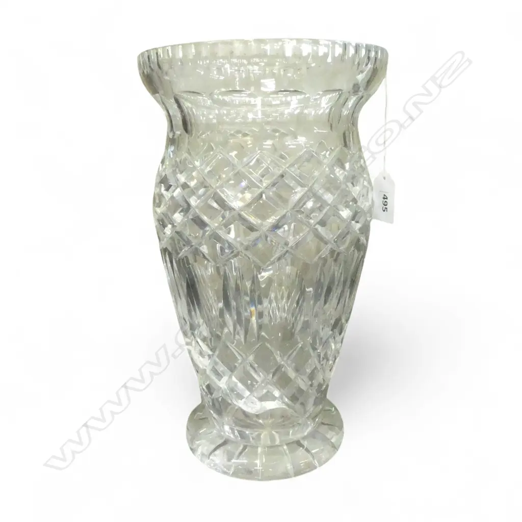 CRYSTAL VASE w. STAPLE REPAIRS H.280mm Image 1++