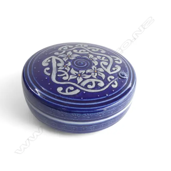 KEUM SUN LEE TRINKET BOX, BLUE & SILVER, Dia.110mm