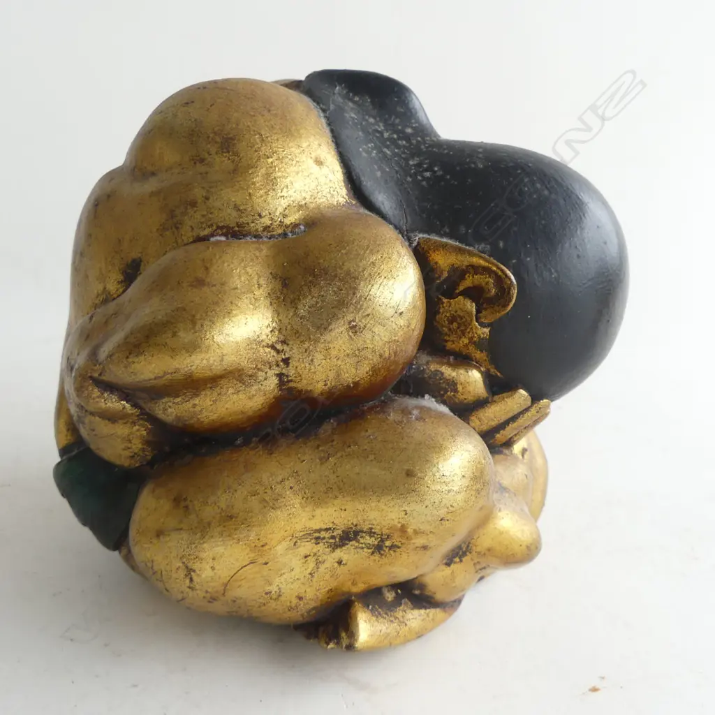 A PAIR OF GOLD PANTHERS 22mm (H)  AND A WEEPING BUDDHA FIGURINE 155mm (H) Image 1++