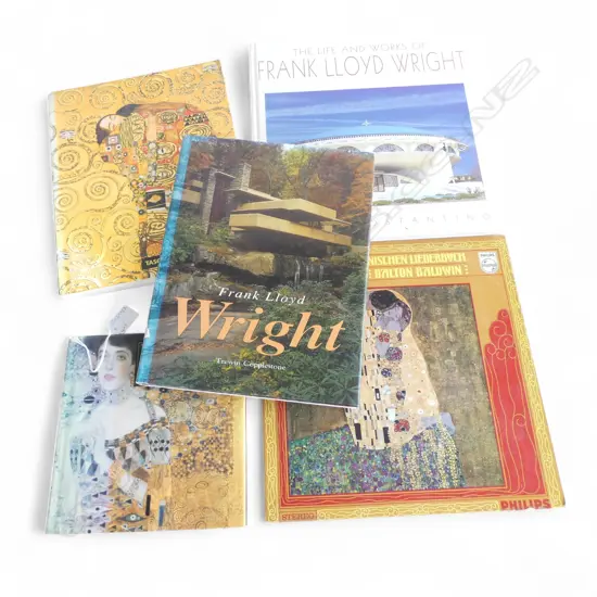 4 BOOKS; 2 FRANK LLOYD WRIGHT, 2 KLIMT + RECORD